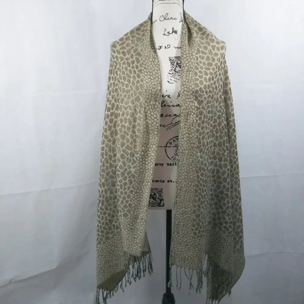 Cheetah Print Scarf Wrap Fringe Hem